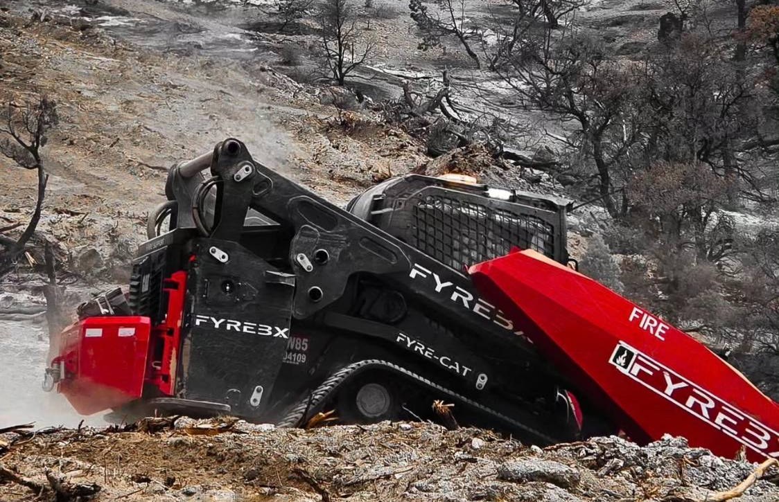 FyreCat working a steep burned hillside during fire rehabilitation